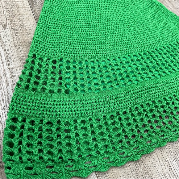 (BC14) BCBGMAXAZRIA Crochet Knit A-line Dress In Vibrant Green - Picture 3 of 4